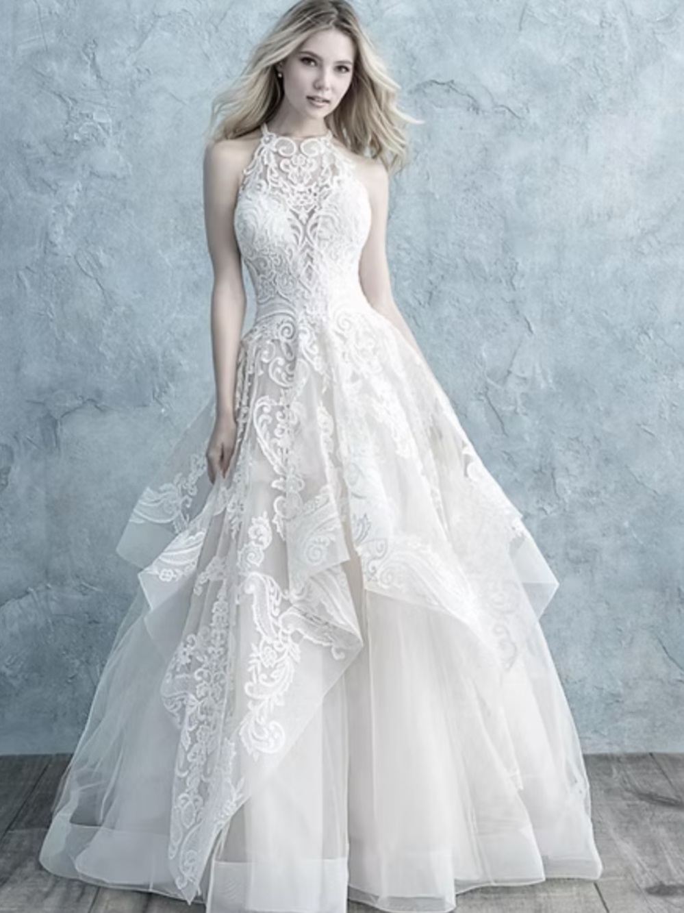 Allure 9652 - NWT Halter Lace Applique Ball Gown Wedding Dress in Ivory - Picture 5 of 10